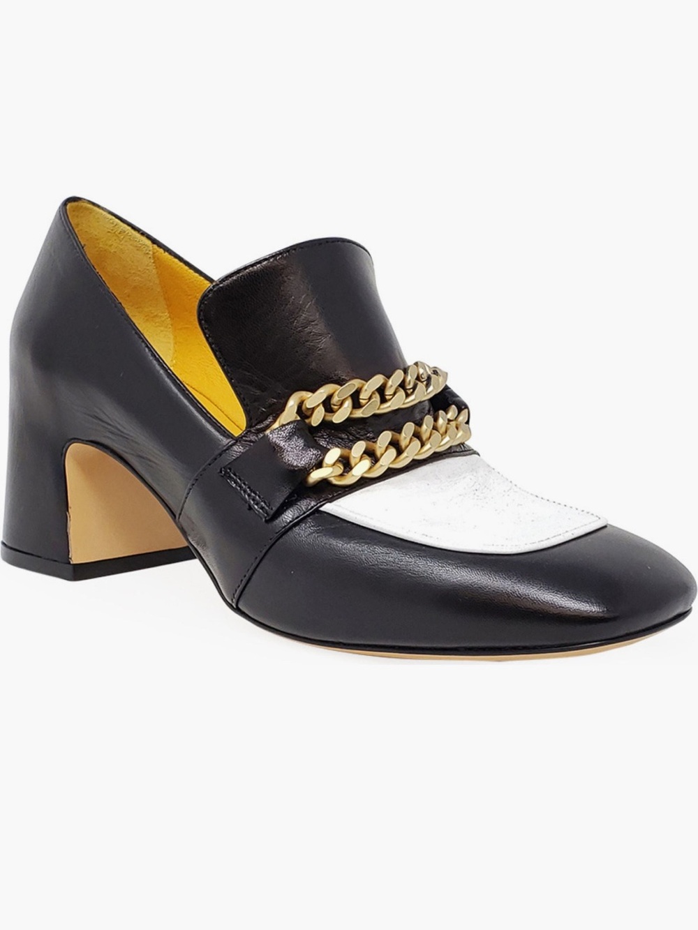 Madison Maison Mid Heel Loafer w/Chain Black/White 36.5 (6.5)